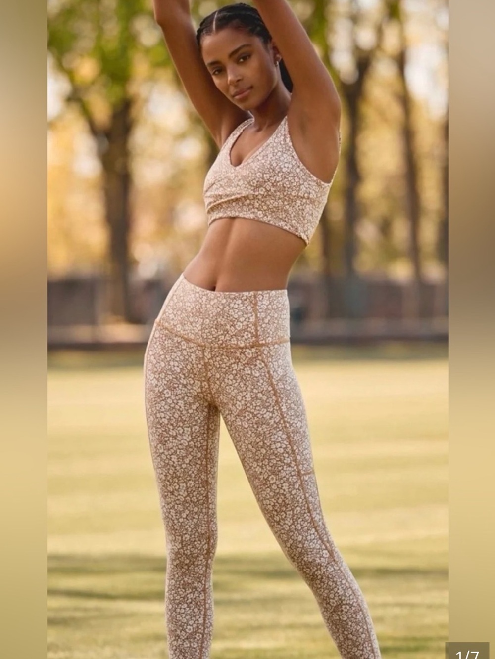 Varley Let’s Move Kellan Bra top and pocket high legging set in micro floral, M